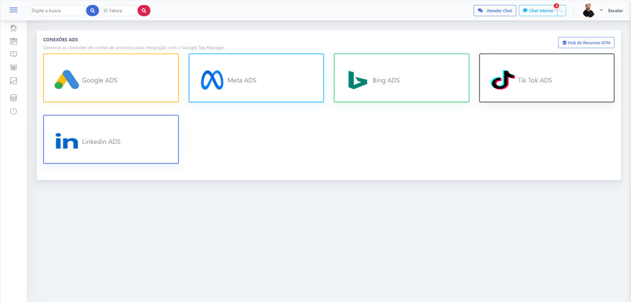 Conexões com plataformas de anúncios